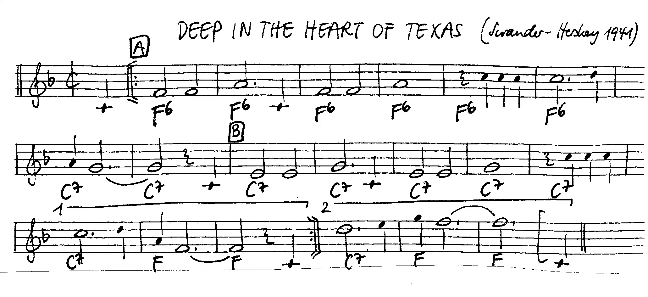 deep in the heart of texas free jazz leadsheet - Courtesy of the Jungle Jazz Band